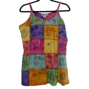 EZ HIPPIE Patchwork Om Symbol Tank Top Women's 3XL Tie Dye Yoga Festival